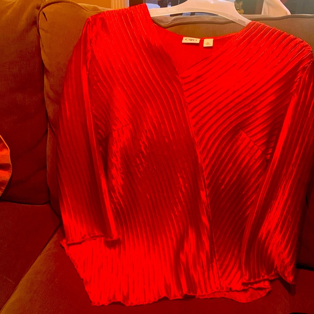 Beautiful silky red top.  Very dressy